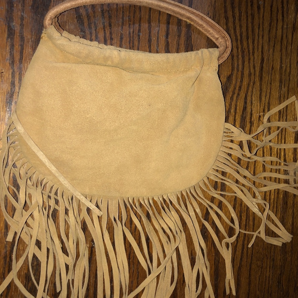 Fringed Tan Suede Women's Purse